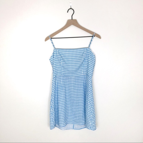 SOLD Reformation Preston Gingham Blue White Mini - Picture 3 of 8